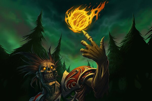 Les morts-vivants avec une boule de feu dans World of Warcraft