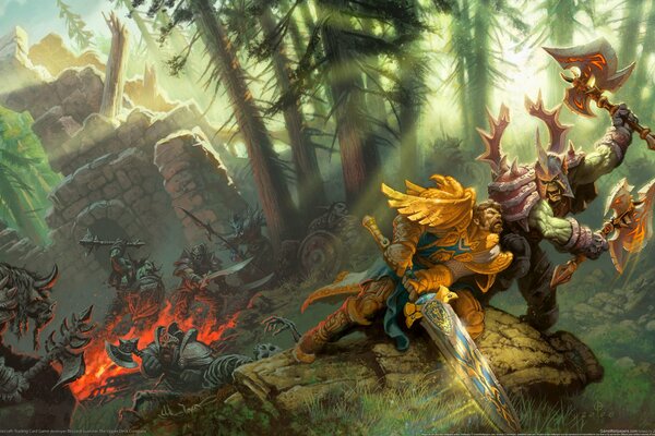 Battle in the forest of world of warcraft