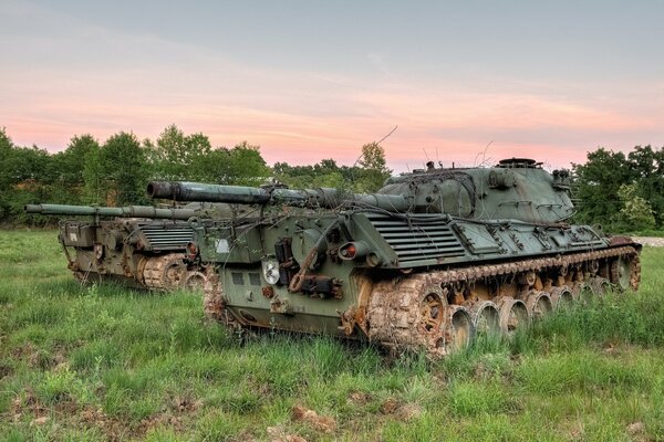 Dos tanques están en el campo