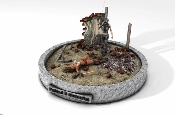 Model of the fallout 3 game on a white background