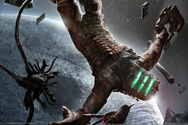 Dead space in space with a creature