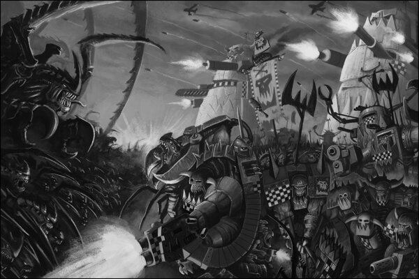 The Warhammer 40,000 Universe in black and white