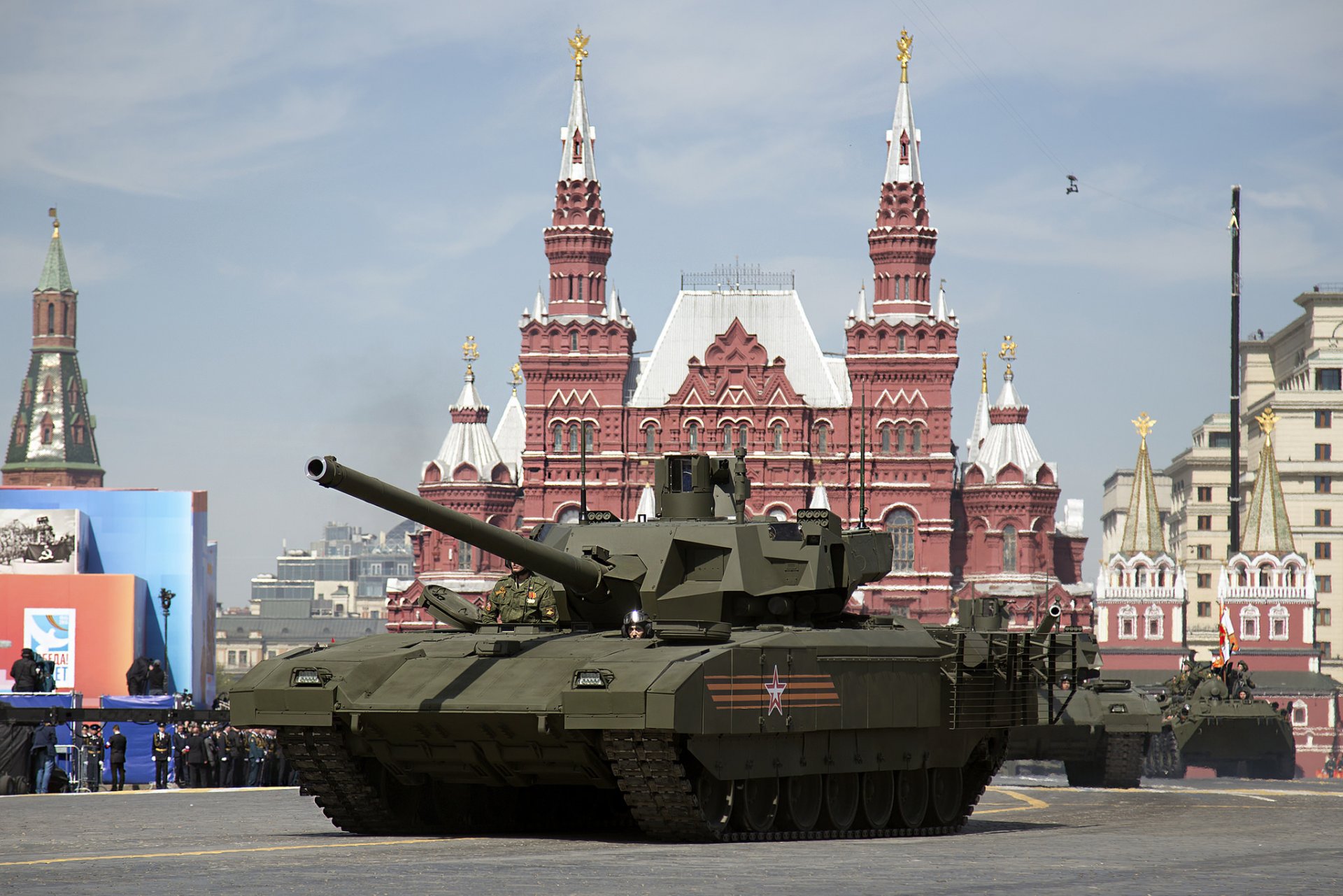 armata t-14 battle tank victory day holiday red square hit