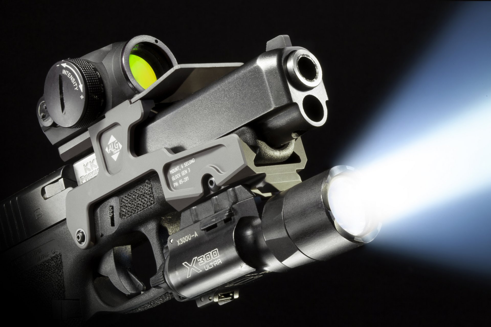 glock pistola linterna haz luz arma