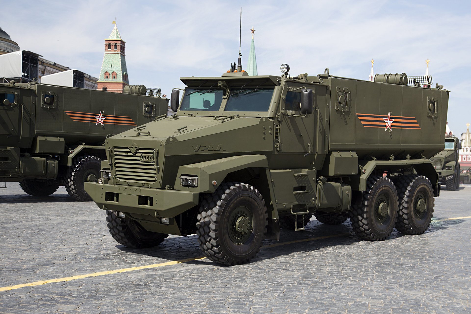 ural-63095 armored car family typhoon victory day holiday red square hit