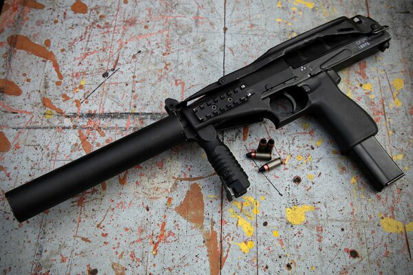 Russian SR-2 with silencer and bullets