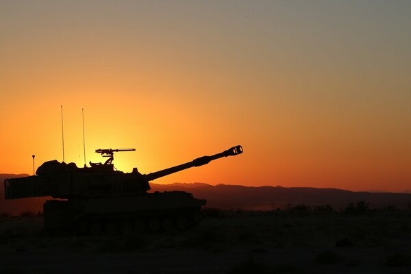 Howitzer at sunset beauty and power