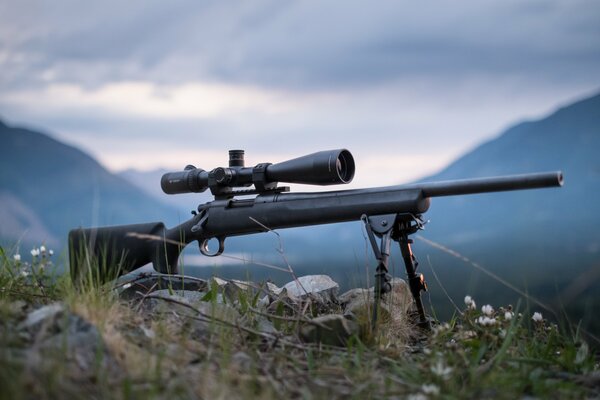 Remington 700 sniper rifle on a strut