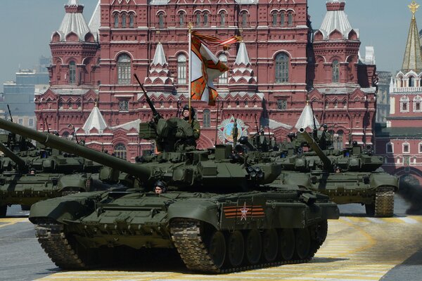 Armored vehicles at the Victory parade. The Red Square