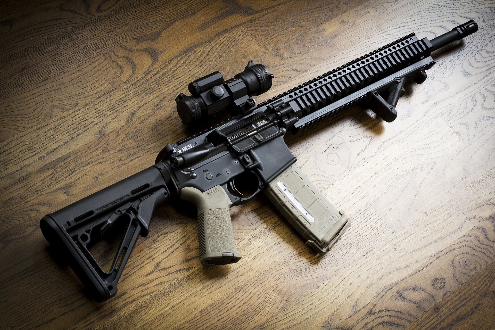 ar-15 bcm assault rifle background weapon