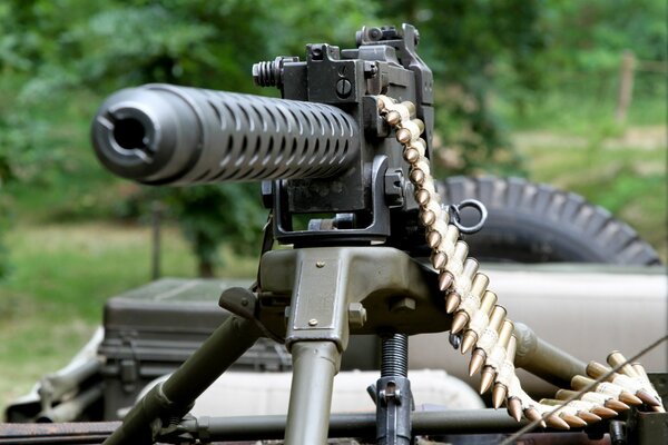 C tank machine gun with browning m2 cartridge belt