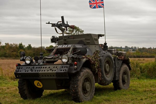 Armored car rides on the field