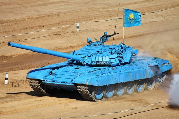 Blue battle tank