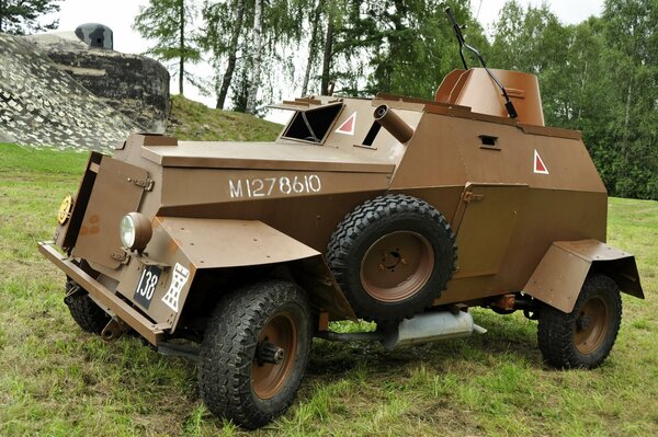 Armored car military equipment in nature