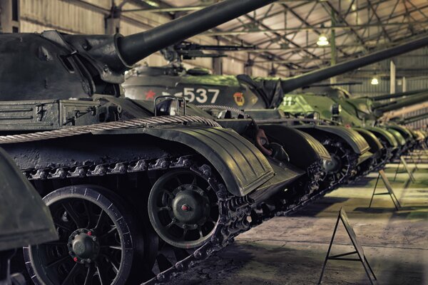 Tanks are standing in the Museum of armored vehicles