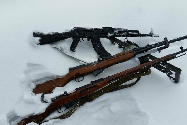 Beaucoup d armes dans la neige