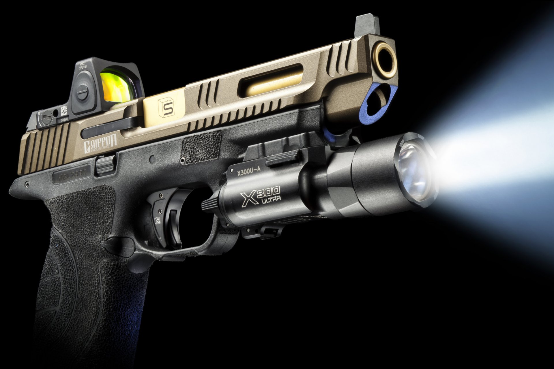 glock gai griffon pistolet lampe de poche faisceau lumière arme