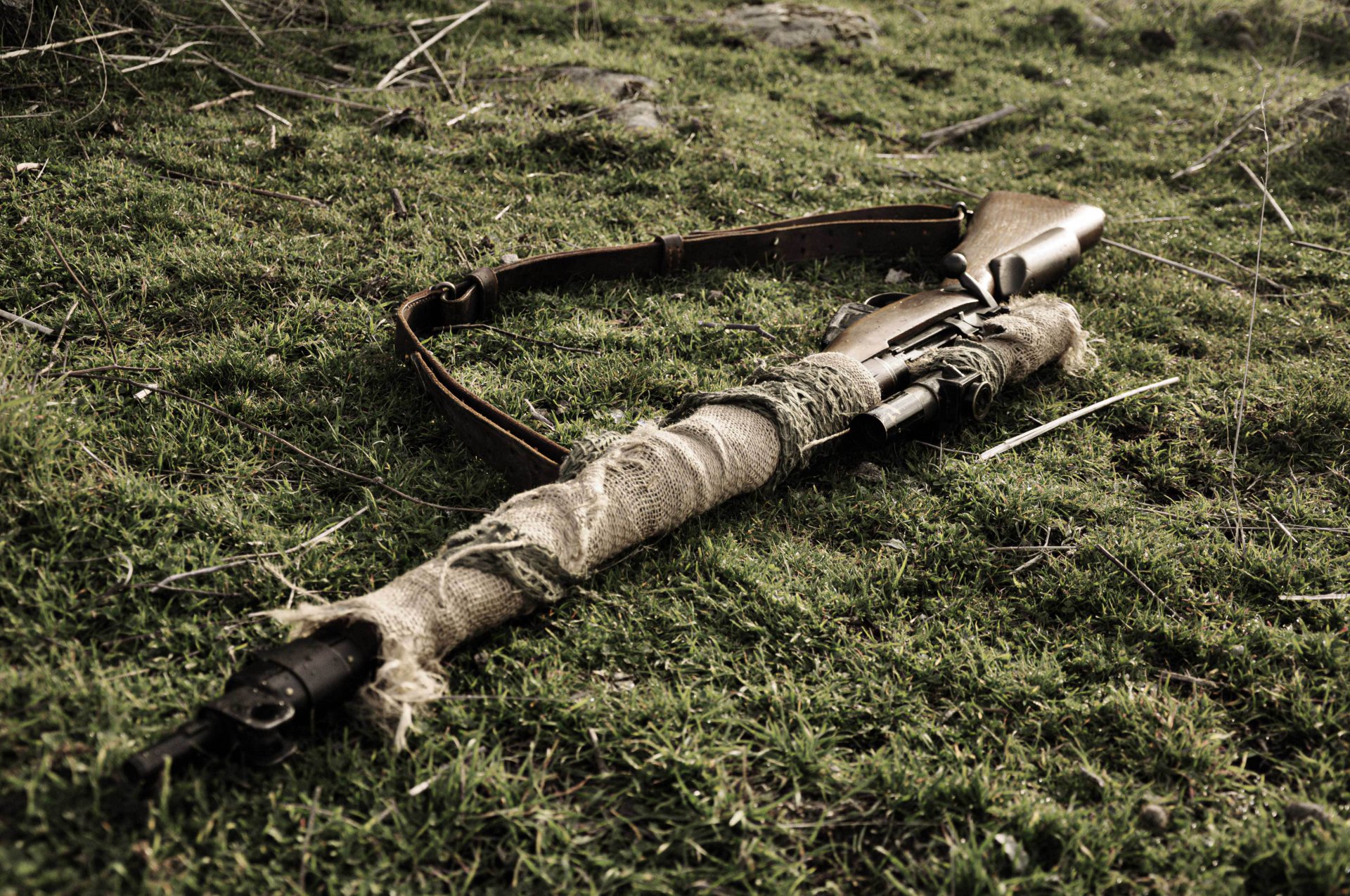 lee-enfield snajper karabin broń pas trawa