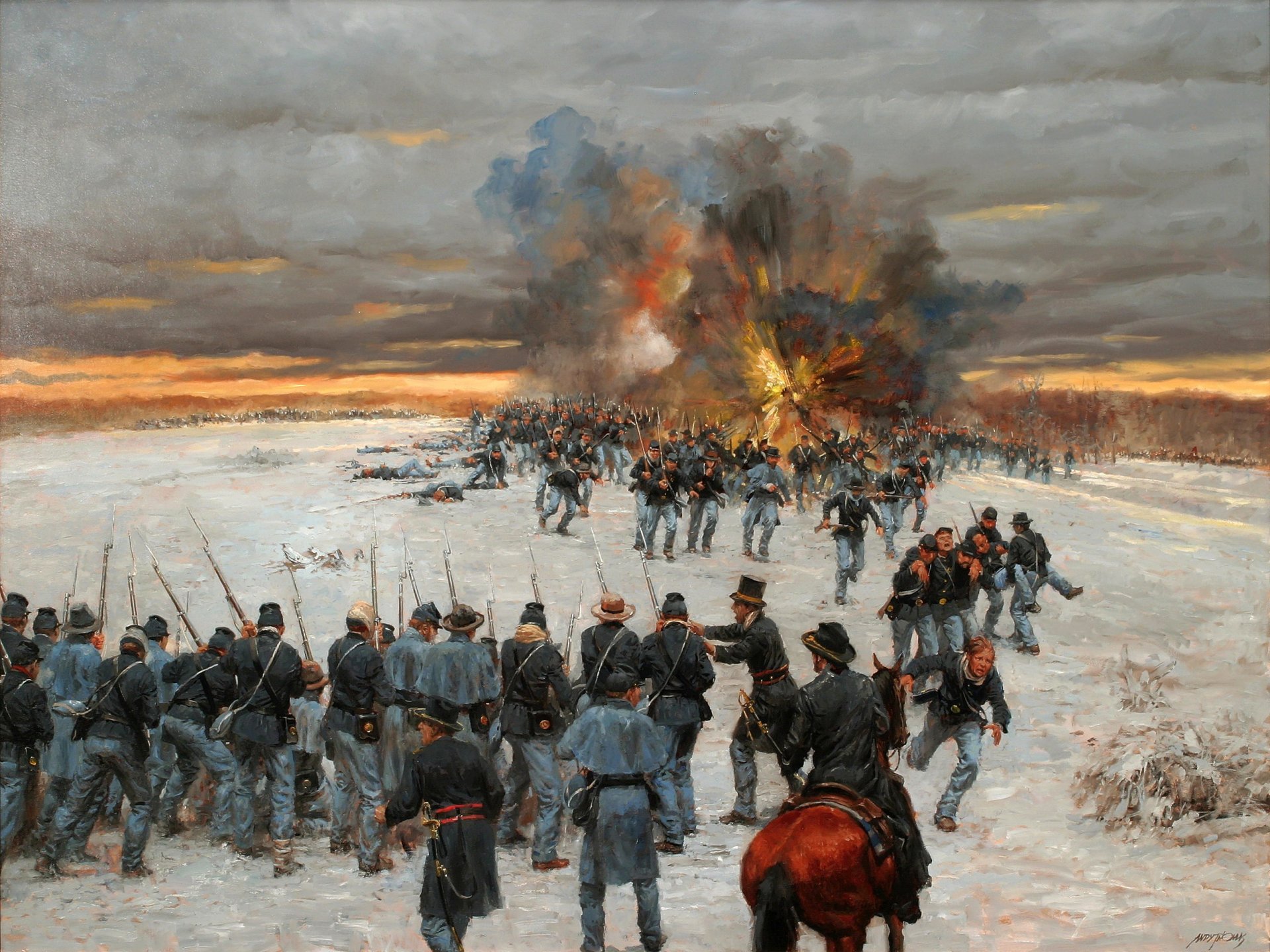 north america war between the north and the south soldiers . weapons retreat pattern canvas oil