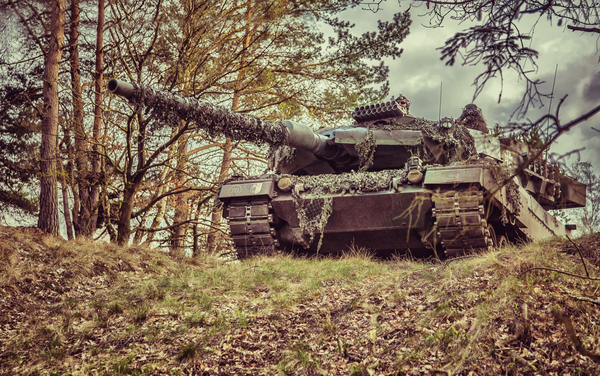 leopard 2a6m battle tank forest