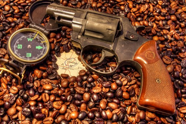 Coffee Bean revolver with compass