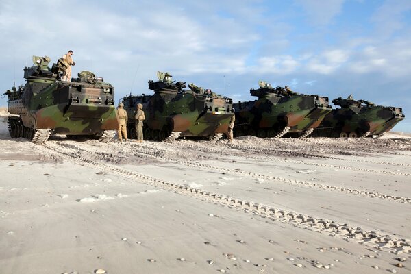 Traces of American assault combat vehicles