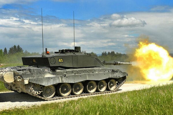 The tank fires a salvo