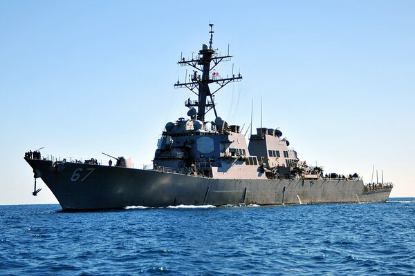 Destroyer uro in the blue sea