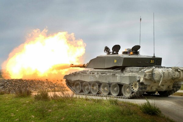 A shooting tank. Powerful weapon