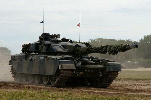 Battle tank leader on the field 