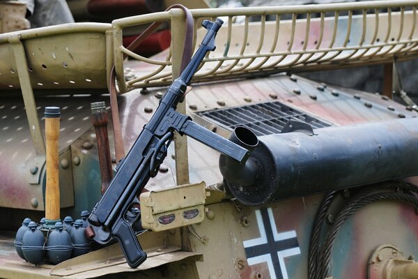 Weapons of the Second World War against the background of the German cross