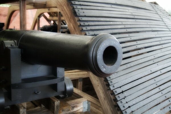 Cannon muzzle on board the ship