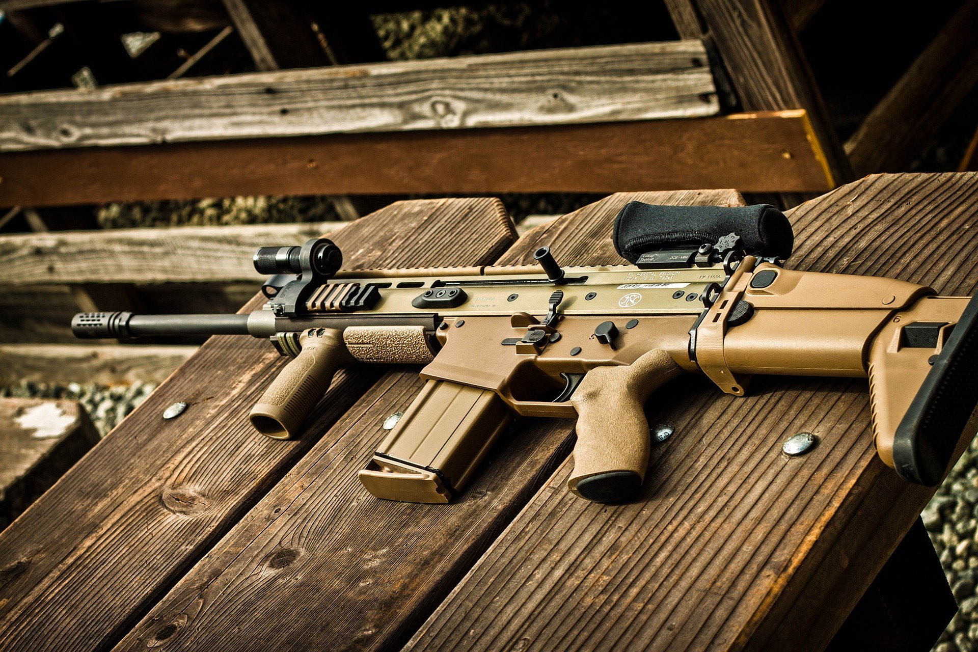 fn scar 17s machine weapon tactical stick optics tree i