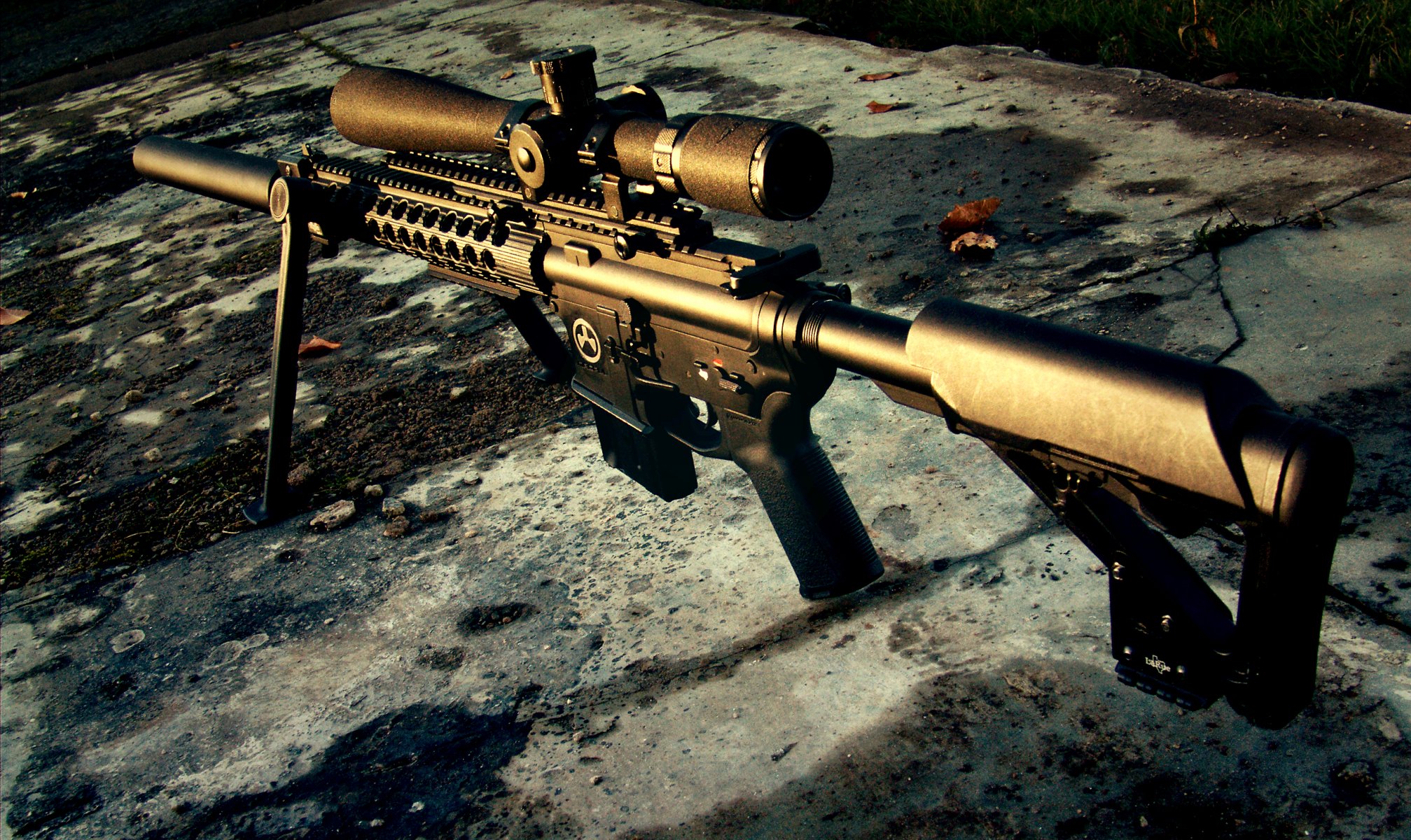 m4 francotirador rifle arma puesta de sol