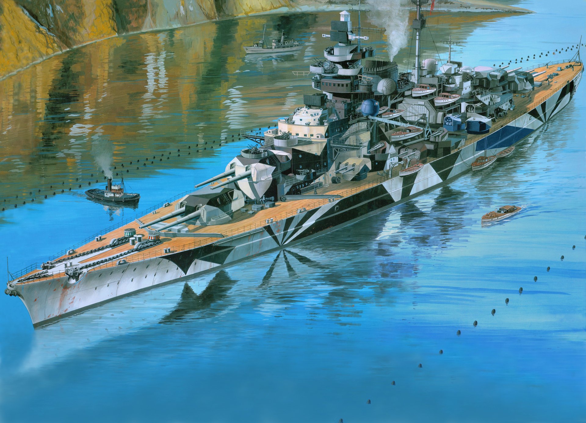 tirpitz arte dibujo acorazado barco