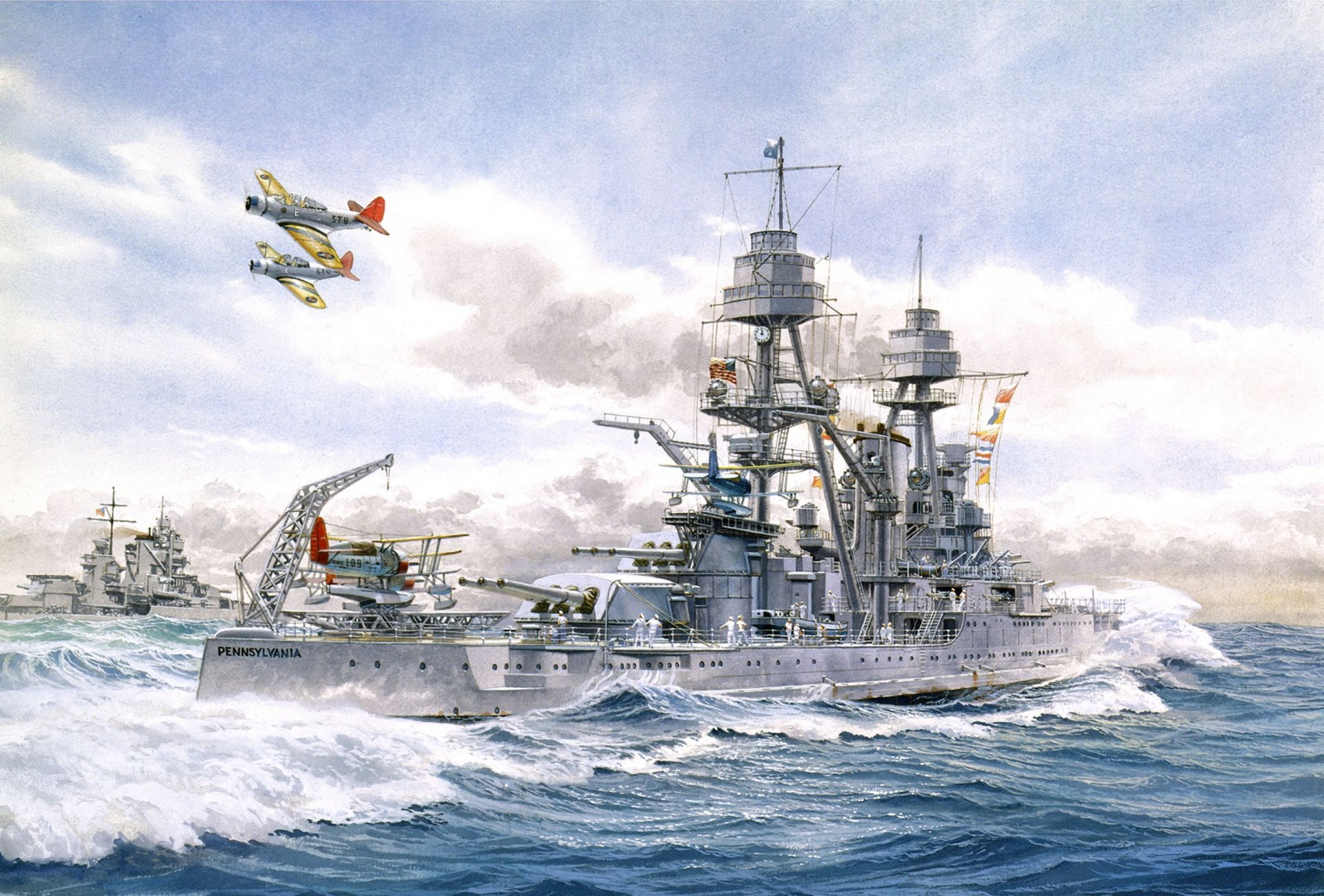 ea waves ships battleship pennsylvania sky us armed forces second world war