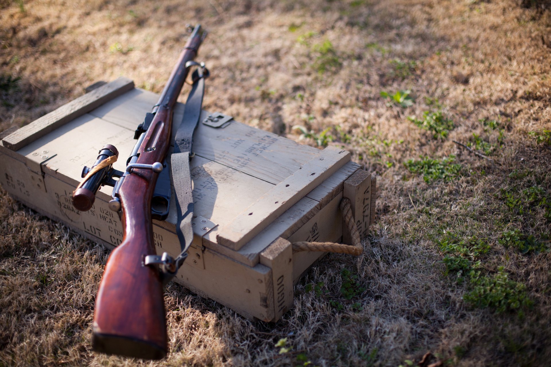 m91 / 30 sniper fusil mosina boîte herbe