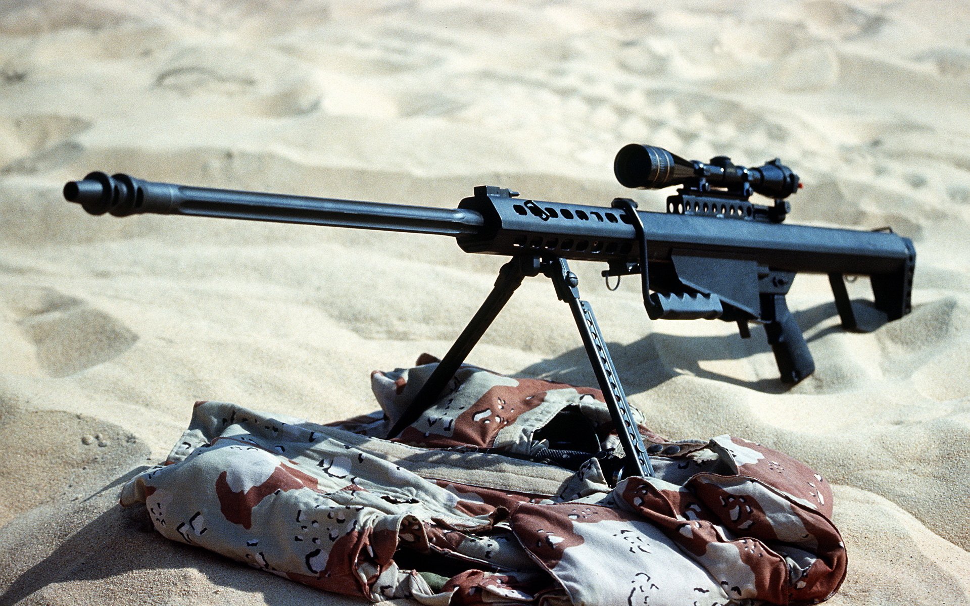 barret sand camouflage rifle weapon