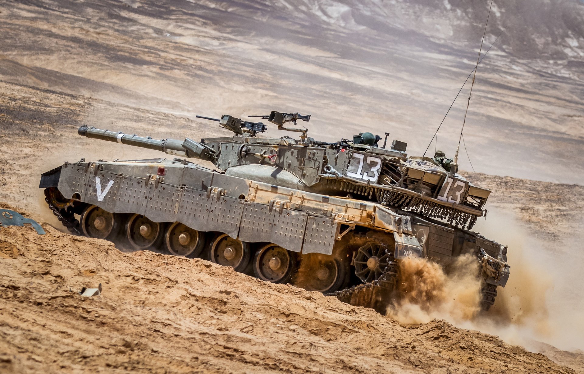 merkava main battle tank of israel the field sand