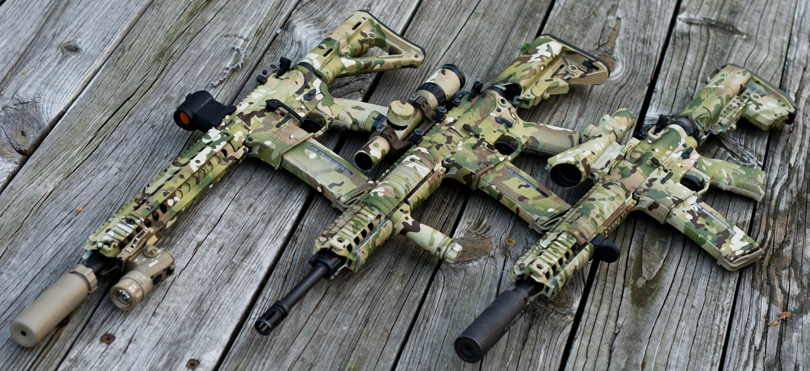 assault rifle ar 15 multi-chamber wood