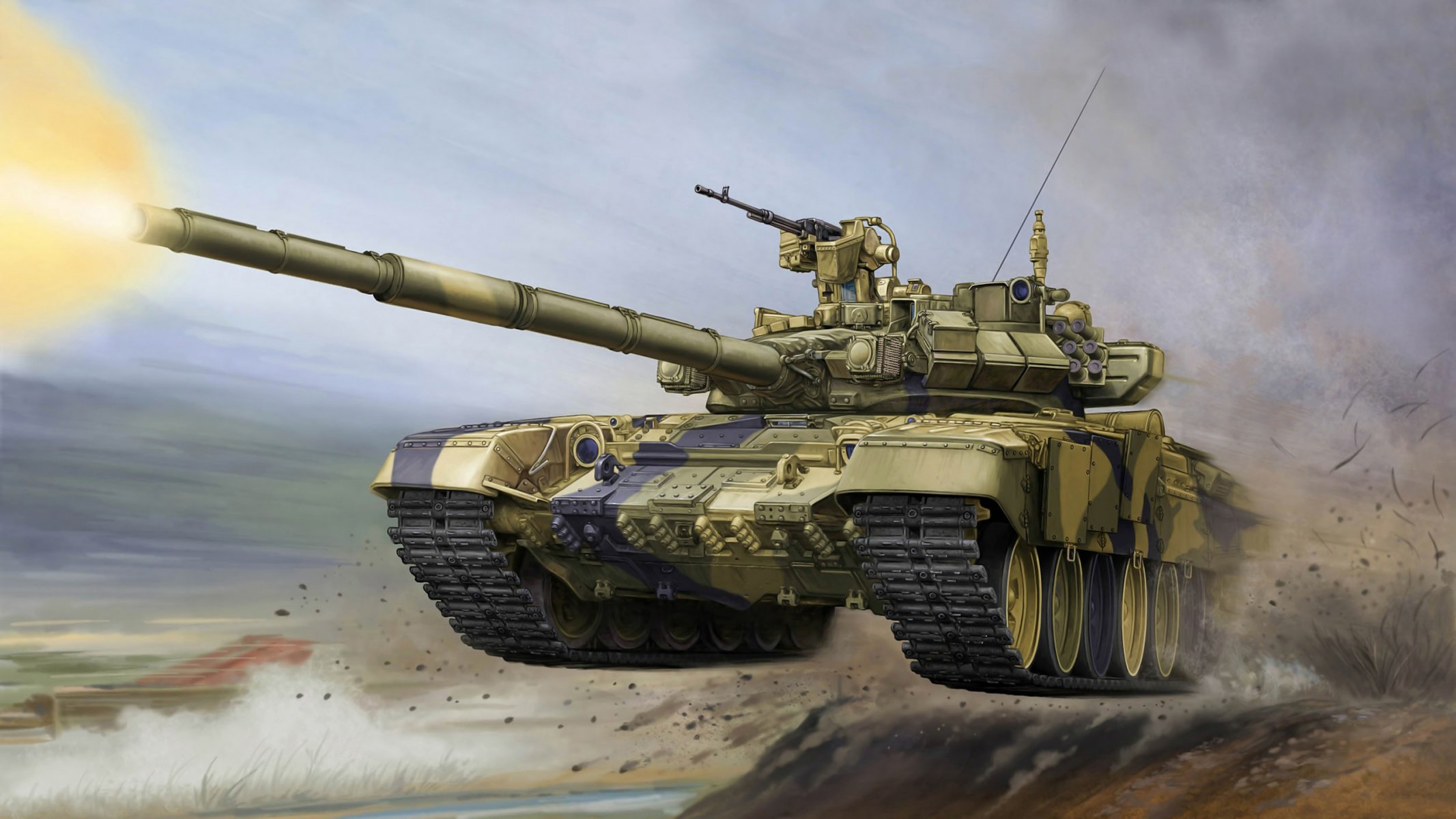 art tank t-90 rosyjski główny bitwa pokonywanie przeszkód skok strzał kaliber armata 125mm zakres ćwiczeń rosja