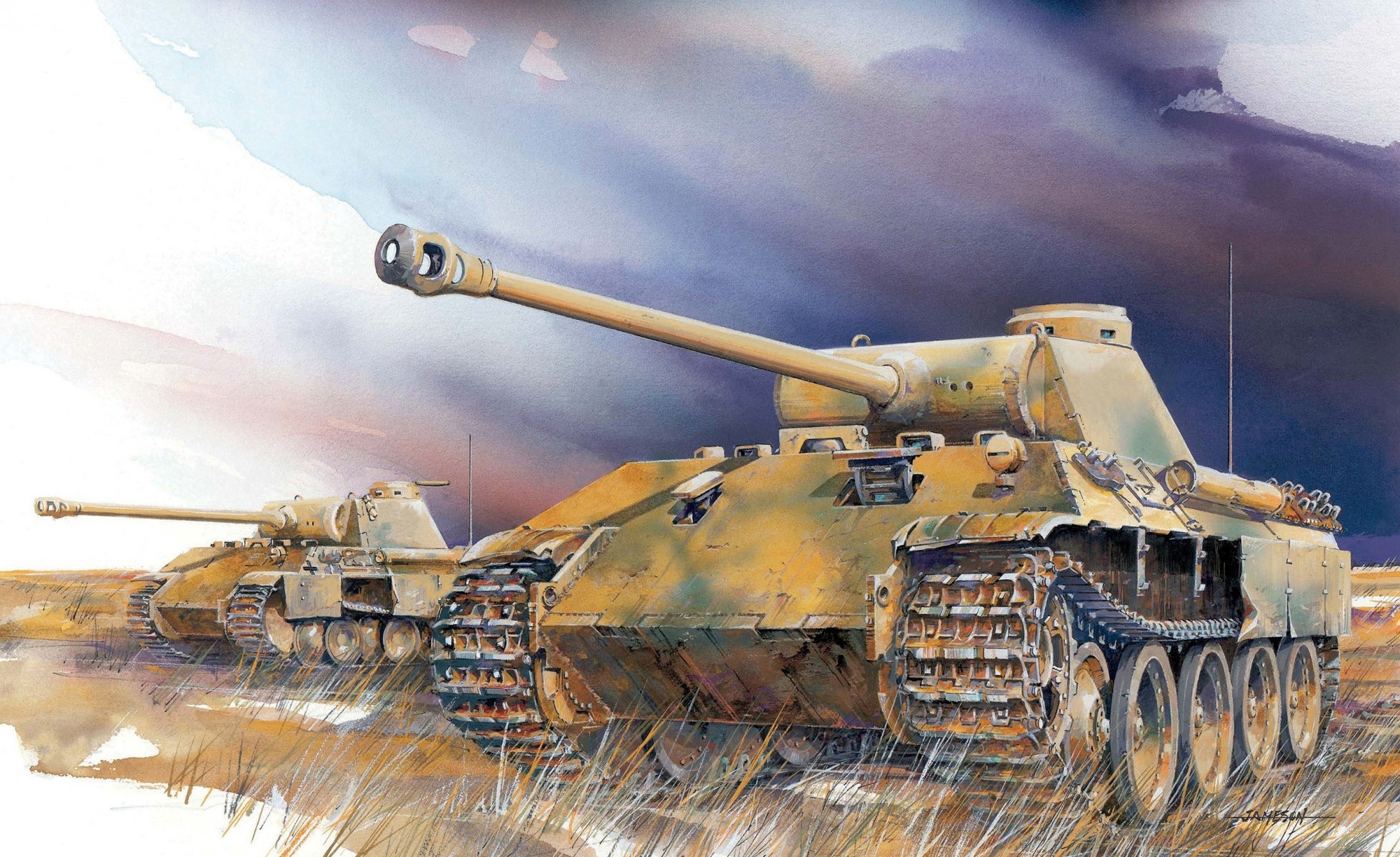 art guerre champ allemand chars panthère ausf . d. ww2 artiste jameson dessin