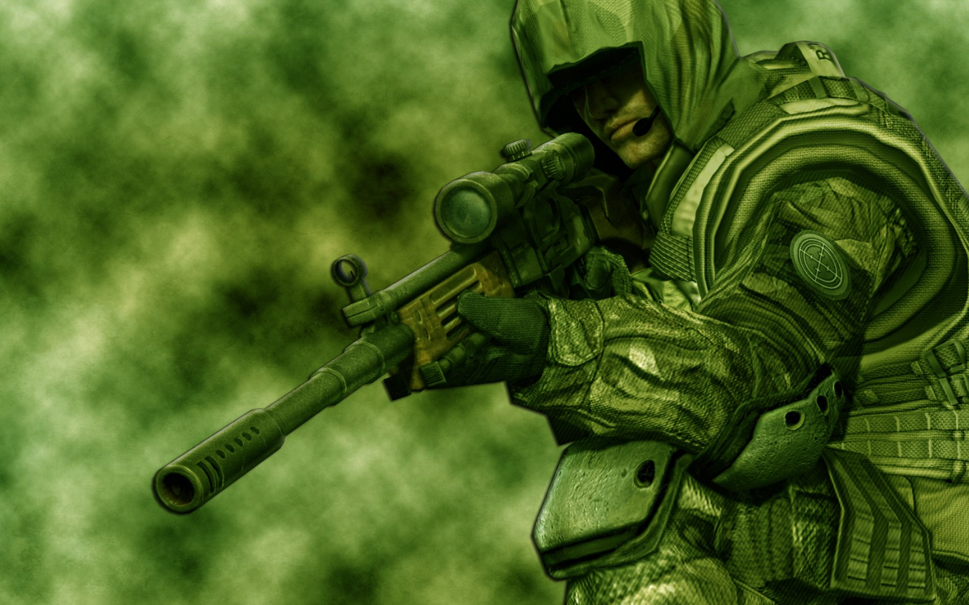 sniper soldat vue arme vert