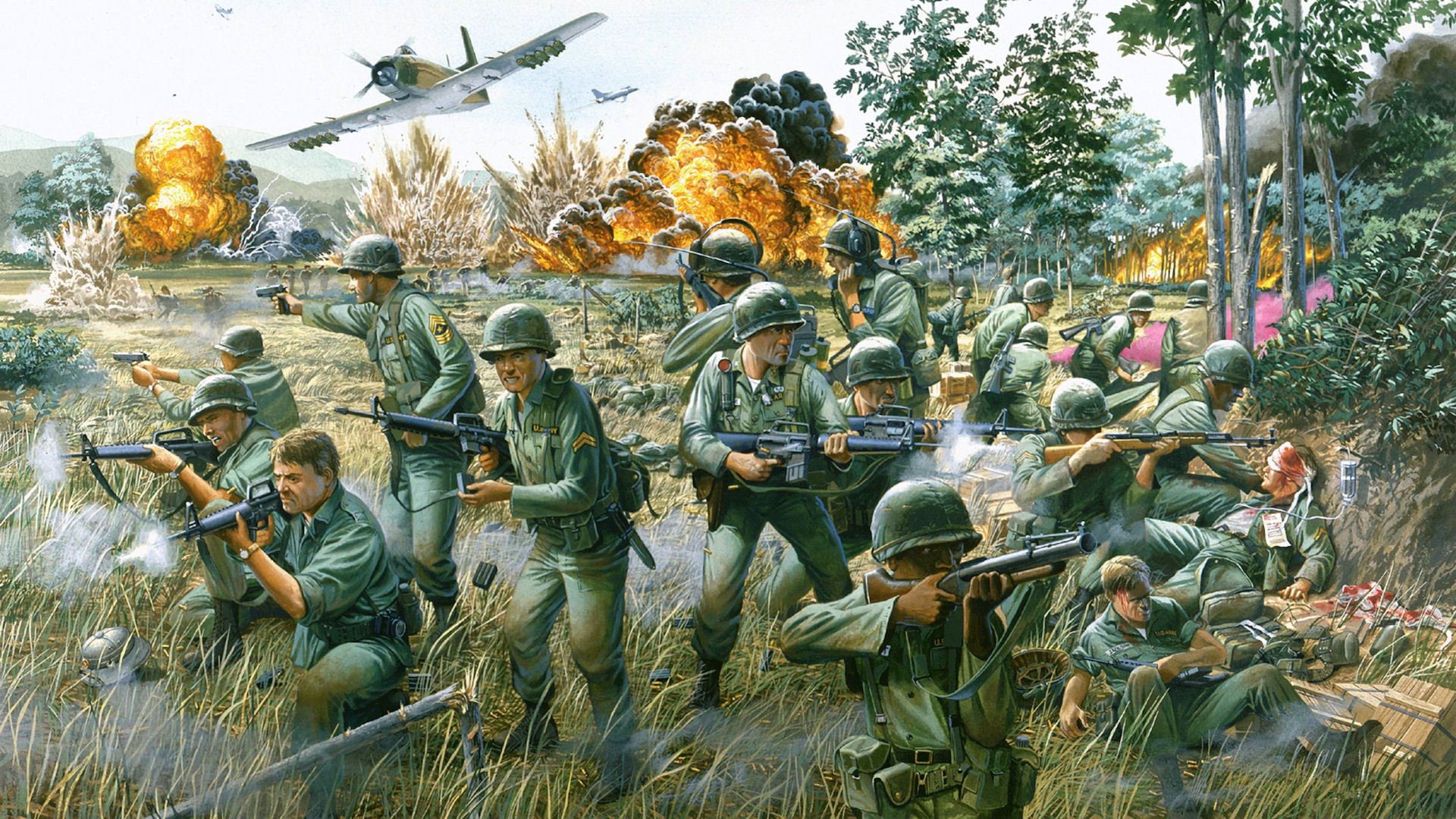 battle in the valley of ya-drang vietnam americans war a-1 explosions picture fight