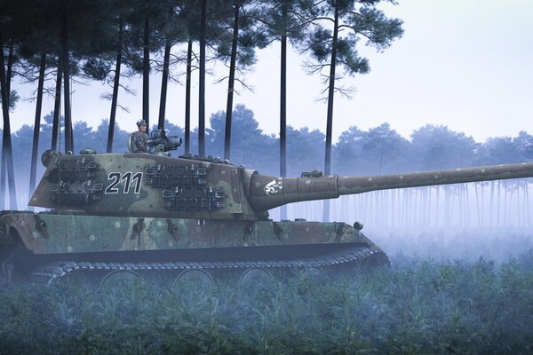 Art Tank dans la forêt brumeuse