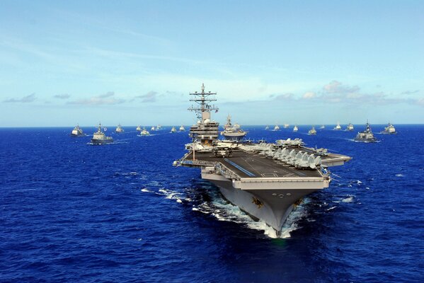 Nimitz - class aircraft carrier at sea