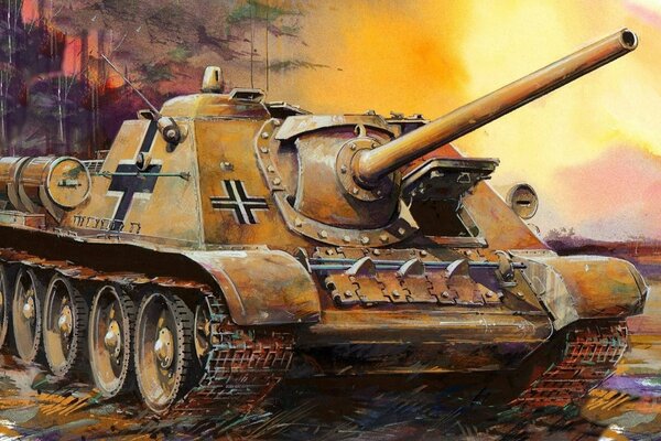 Drawing of the Soviet tank destroyer installation