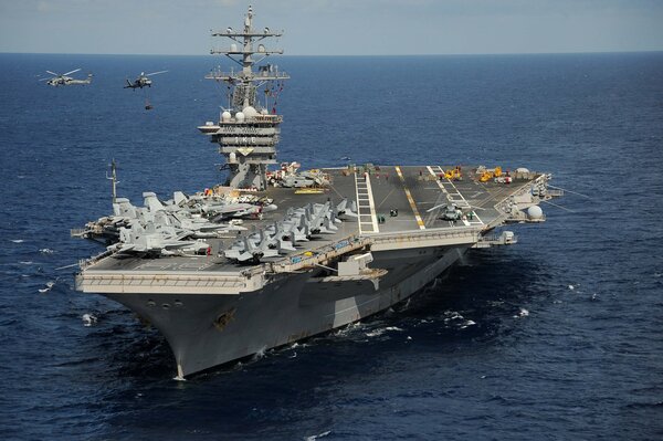 Nimitz-class aircraft carrier at sea