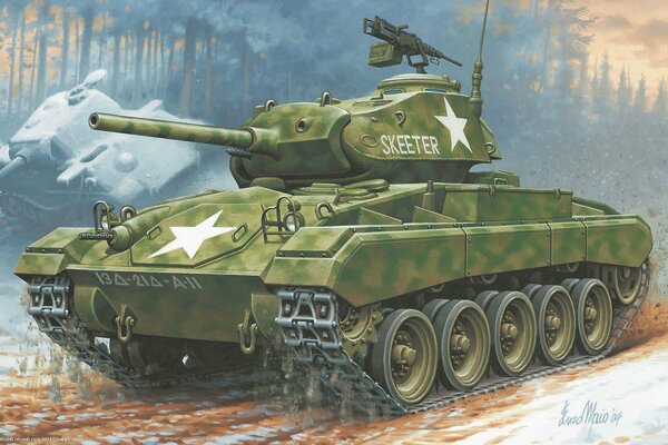 Image of an American tank with a white star