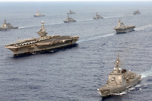 Warships on the high seas